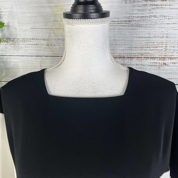 Ever Sassy Tunic Top sz Extra Small Black Ivory Lagenlook Wedding Church Modest - Picture 5 of 11